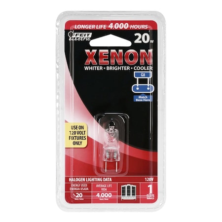 Feit Electric Feit 20 W T4 Tubular Halogen Xenon Bulb 170 lm Warm White 1 pk BPXN20/G8